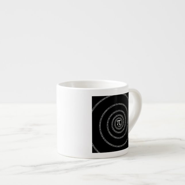 Spiral for Pi on Black Style Espresso Cup (Front Right)