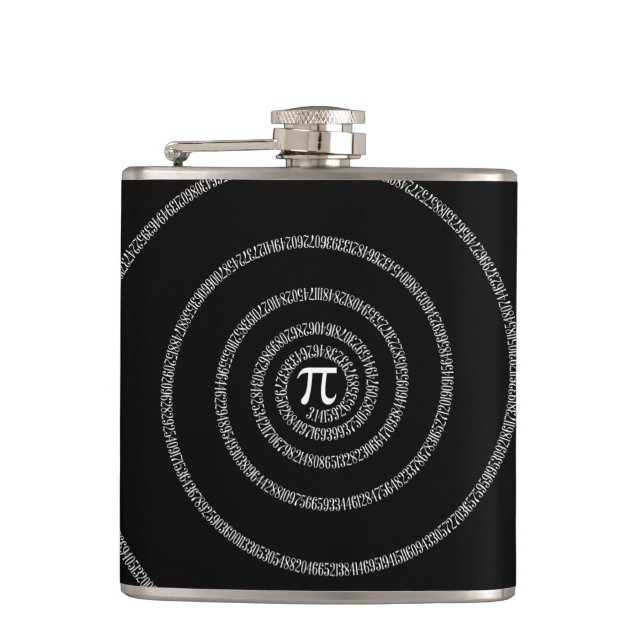 Spiral for Pi on Black Style Flask (Front)