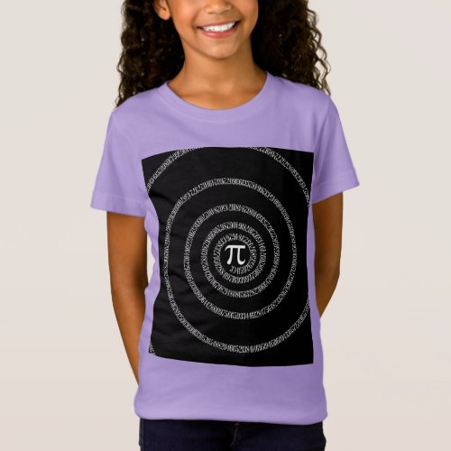 Spiral for Pi on Black Style T_Shirt
