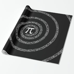 Spiral for Pi on Black Style Wrapping Paper