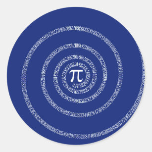 Spiral for Pi on Navy Blue Decor Classic Round Sticker
