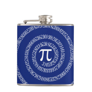 Spiral for Pi on Navy Blue Decor Hip Flask