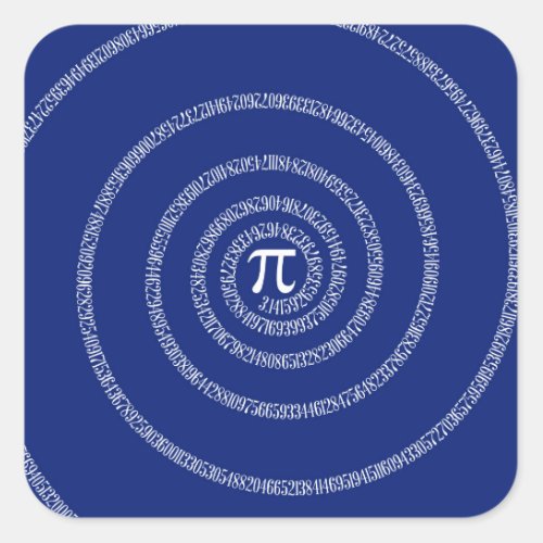 Spiral for Pi on Navy Blue Decor Square Sticker