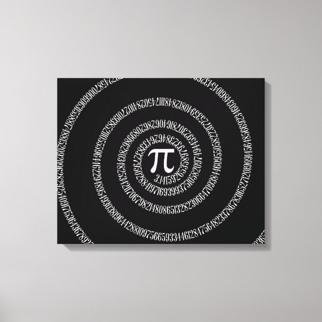 Spiral for Pi on Solid Black Canvas Print (Front)
