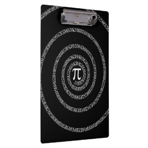 Spiral for Pi on Solid Black Clipboard