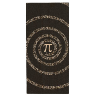 Spiral for Pi on Solid Black Decor Wood USB Flash Drive