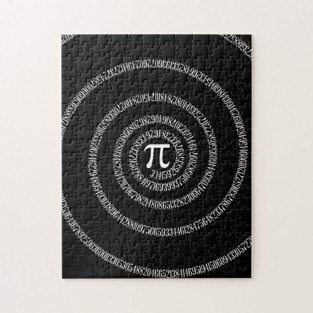 Spiral for Pi on Solid Black Jigsaw Puzzle (Vertical)