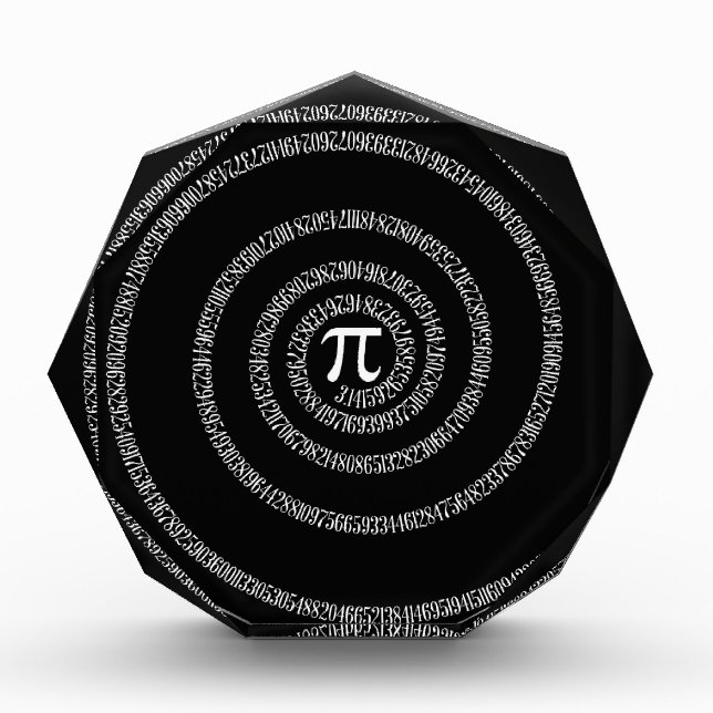 Spiral for Pi Typography on Black Acrylic Award (Front)