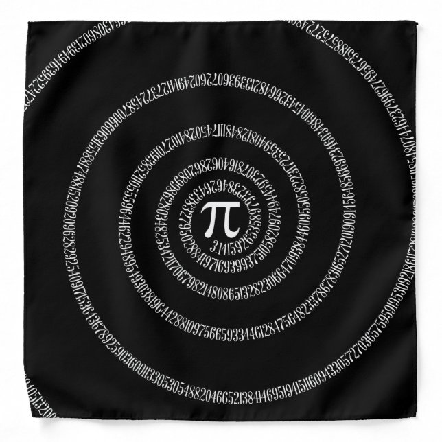 Spiral for Pi Typography on Black Bandana (Front)