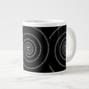 Spiral for Pi Typography on Black Giant Coffee Mug