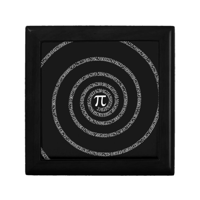 Spiral for Pi Typography on Black Jewelry Box (Front)