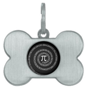 Spiral for Pi Typography on Black Pet ID Tag