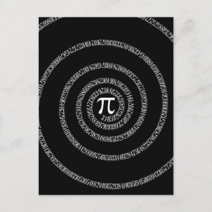 Spiral for Pi Typography on Black Postcard