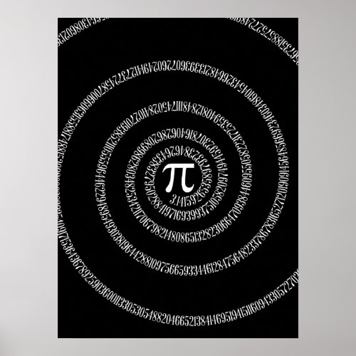 Spiral for Pi Typography on Black Poster