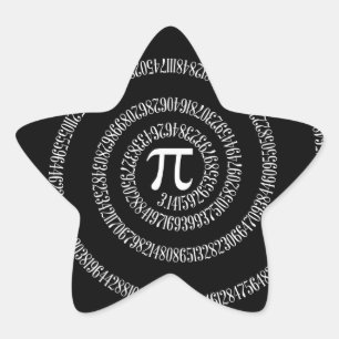 Spiral for Pi Typography on Black Star Sticker