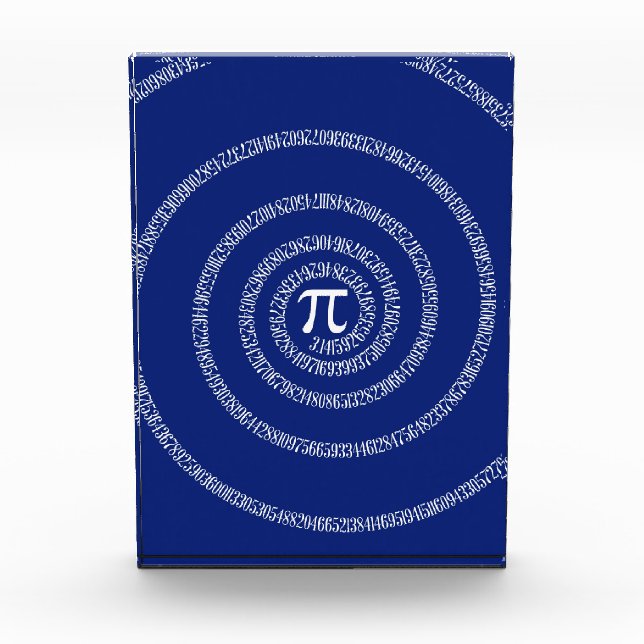 Spiral for Pi Typography on Blue Acrylic Award (Front)