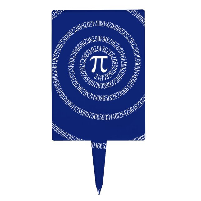 Spiral for Pi Typography on Blue Cake Topper (Front)
