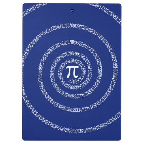 Spiral for Pi Typography on Blue Clipboard