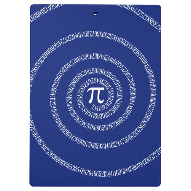 Spiral for Pi Typography on Blue Clipboard (Back)