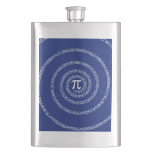 Spiral for Pi Typography on Blue Flask