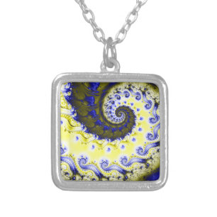 Spiral Fractal Art Silver Plated Necklace