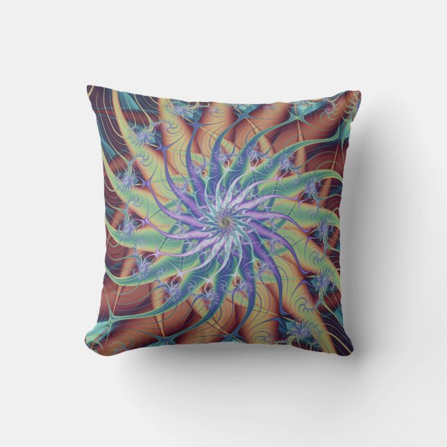 Spiral Fractal Starfish Throw Pillow (Front)