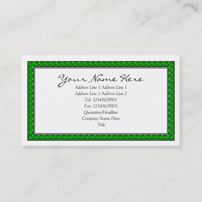 Spiral Framed - Green Business Card (Front)