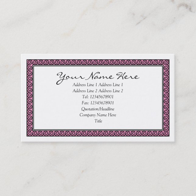 Spiral Framed - Pink Business Card (Front)