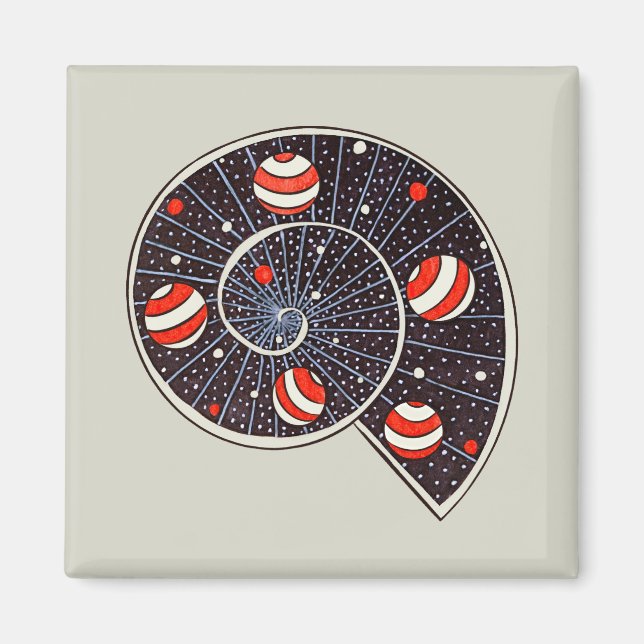 Spiral Galaxy Beach Ball Planets Funny Astronomy Magnet (Front)