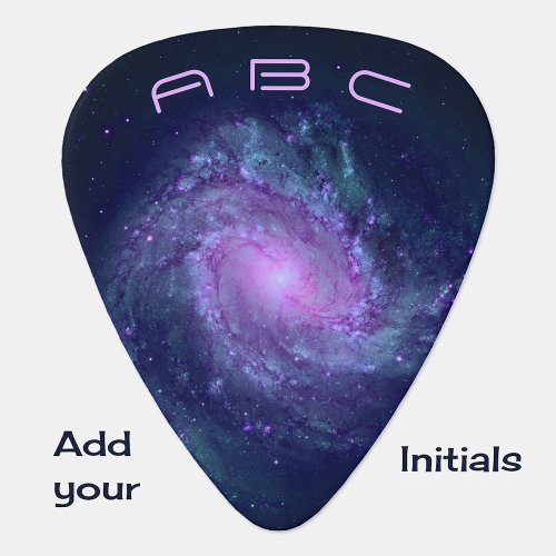 Spiral galaxy custom initials astronomy guitar pick