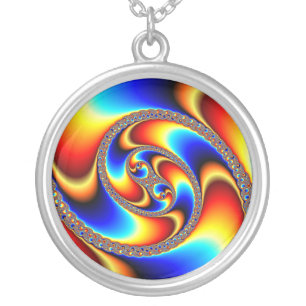 Spiral Galaxy - Fractal Art Silver Plated Necklace