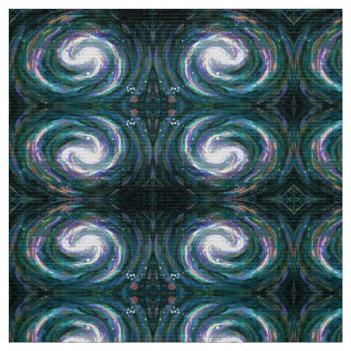 Spiral Galaxy in Space, Dark Green and Purple Fabric