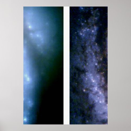 Spiral Galaxy M100 Before and After Hubbles First Poster