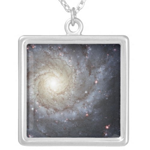 Spiral galaxy M74 Silver Plated Necklace
