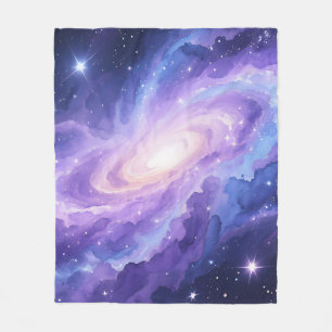 Spiral Galaxy Nebula Purple Cosmic Swirl Fleece Blanket