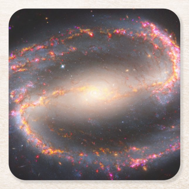 Spiral Galaxy Ngc 1300. Square Paper Coaster (Front)