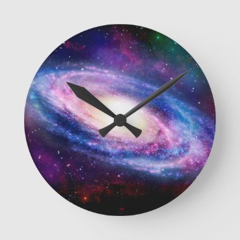 Spiral Galaxy Round Clock by Utopiez at Zazzle