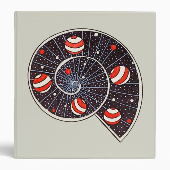 Spiral Galaxy Snail With Beach Ball Planets 3 Ring Binder