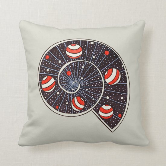 Spiral Galaxy Snail With Beach Ball Planets Throw Pillow