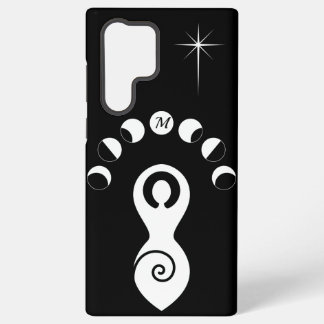 Spiral Goddess Moon Phases Black & White Monogram Samsung Galaxy S22 Ultra Case