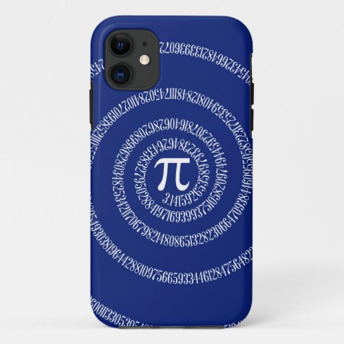Spiral Graphic for Pi on Navy Blue iPhone 11 Case