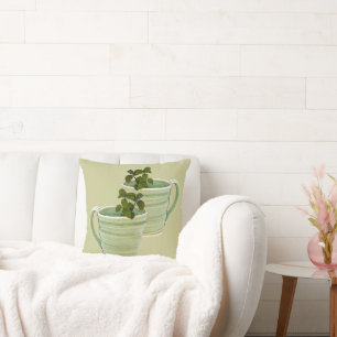 Spiral Green Cup with Mint Photograph Throw Pillow