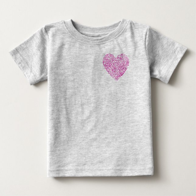 Spiral handwriting pink heart for Valentines Day Baby T-Shirt (Front)