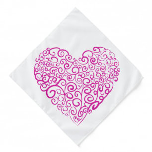 Spiral handwriting pink heart for Valentines Day Bandana
