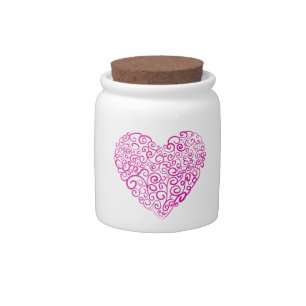 Spiral handwriting pink heart for Valentines Day Candy Jar