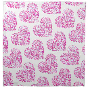 Spiral handwriting pink heart for Valentines Day Cloth Napkin