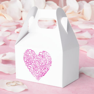 Spiral handwriting pink heart for Valentines Day Favor Boxes