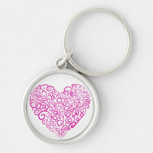 Spiral handwriting pink heart for Valentines Day Keychain
