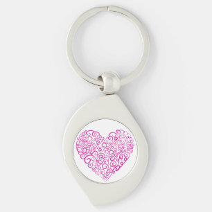 Spiral handwriting pink heart for Valentines Day Keychain