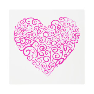 Spiral handwriting pink heart for Valentines Day Metal Print